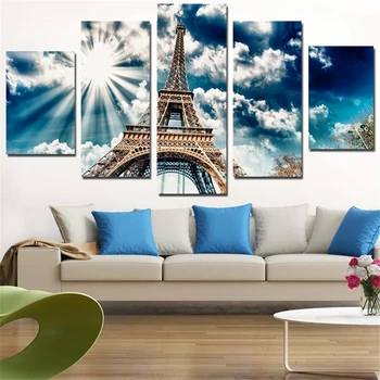

Artryst Canvas Painting Eiffel Tower Wall Sticker Sunshine Pictures A4 Print Poster Modern for Home Decor Modular Picture 5Pcs