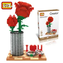 Lego Red Rose Flowers I Heart U Building Blocks