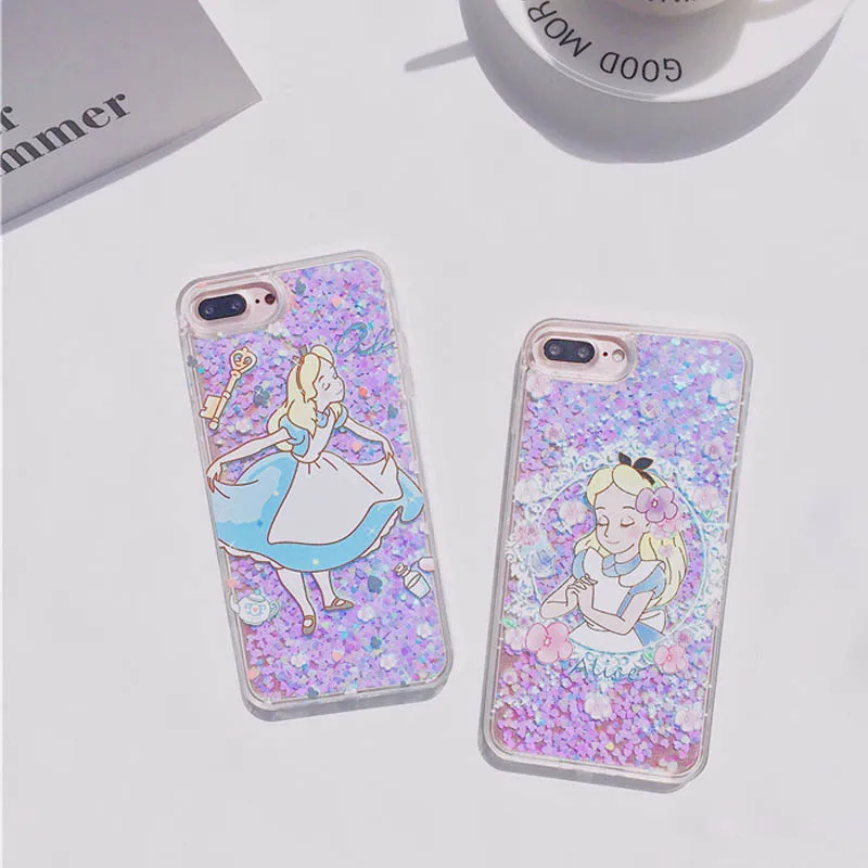 

Alice princess quicksand Case for iphone X 7 7Plus 8 8plus Dynamic liquid glitter Case For iphone 6 6s 6Plus girl style
