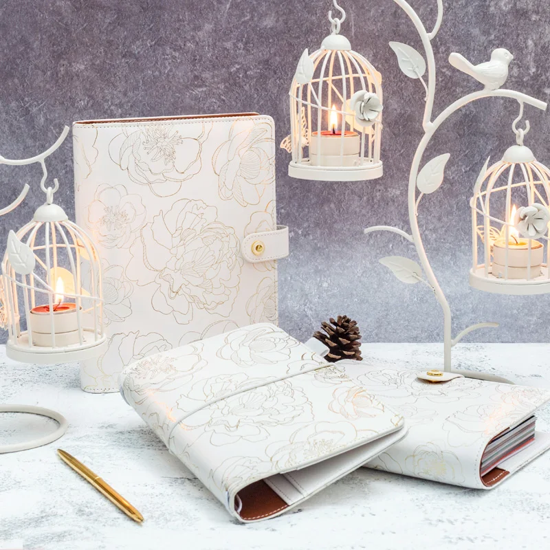 Lovedoki Foil Golden Floral Notebook and journals Daily book A5A6 Planner traveler's notebook stationery store school supplies Lovedoki Foil Golden Floral Notebook and journals Daily book A5A6 Planner traveler's notebook stationery store school supplies