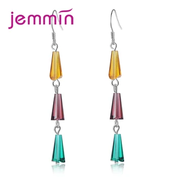 

JEMMI NNew Fashion Long Multi Layer Color Delicate Ladies Bright Clear 925 Sterling Silver Detachable Flexible Earrings Big Sale
