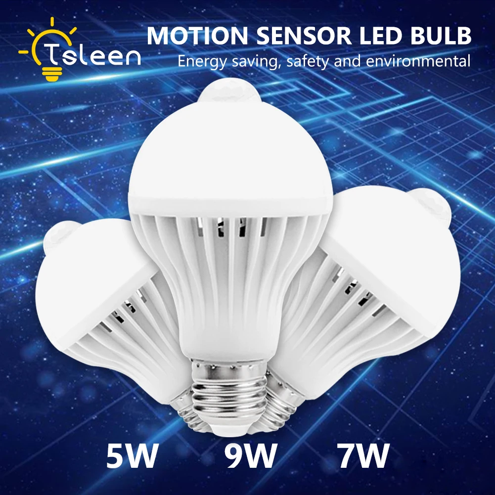 TSLEEN Cheap! Smart Pir Motion Sensor 5W 7W 9W Lamps E27 Lamp Base LEDs
