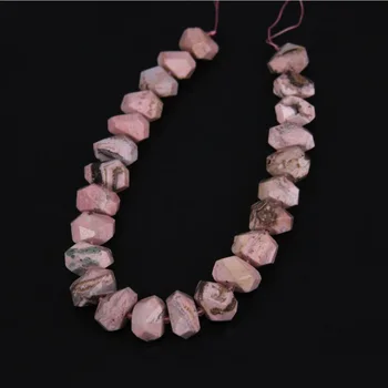

Faceted Nugget Rhodonite Loose Beads Pendants,Center Drilled Natural Stones Graduated Spacer Cut Slab Craft Necklace Jewelry