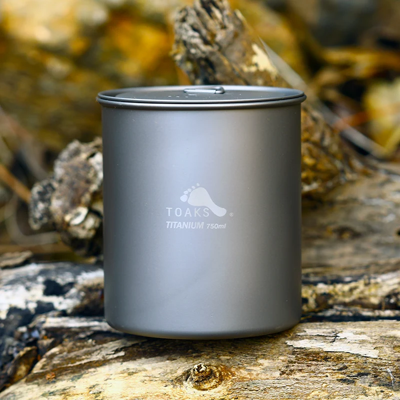 

TOAKS 750ml pot Titanium Ultralight Camping Tableware Mug Outdoor Picnic Cooking Pot Titanium Water Coffee Mug POT -750-NH