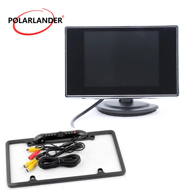 Rear view 3.5 inch car monitor Assist Backup Reverse Monitor LCD USA license frame Auto TV Car infrared night vision camera | Автомобили и