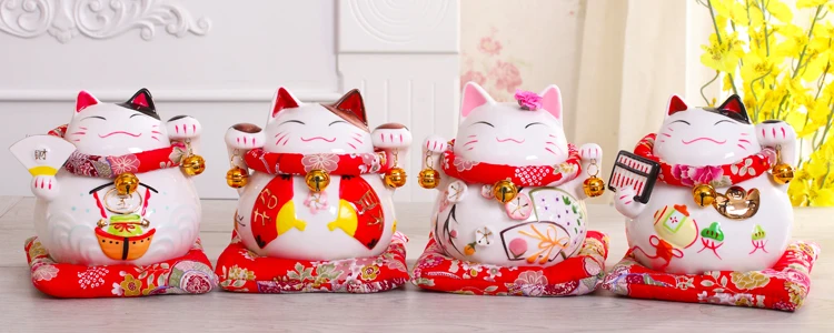 6 дюймов Maneki-Neko керамические китайские счастливые кошки манящие Фортуны кошки статуэтки счастливый Шарм копилка украшения дома