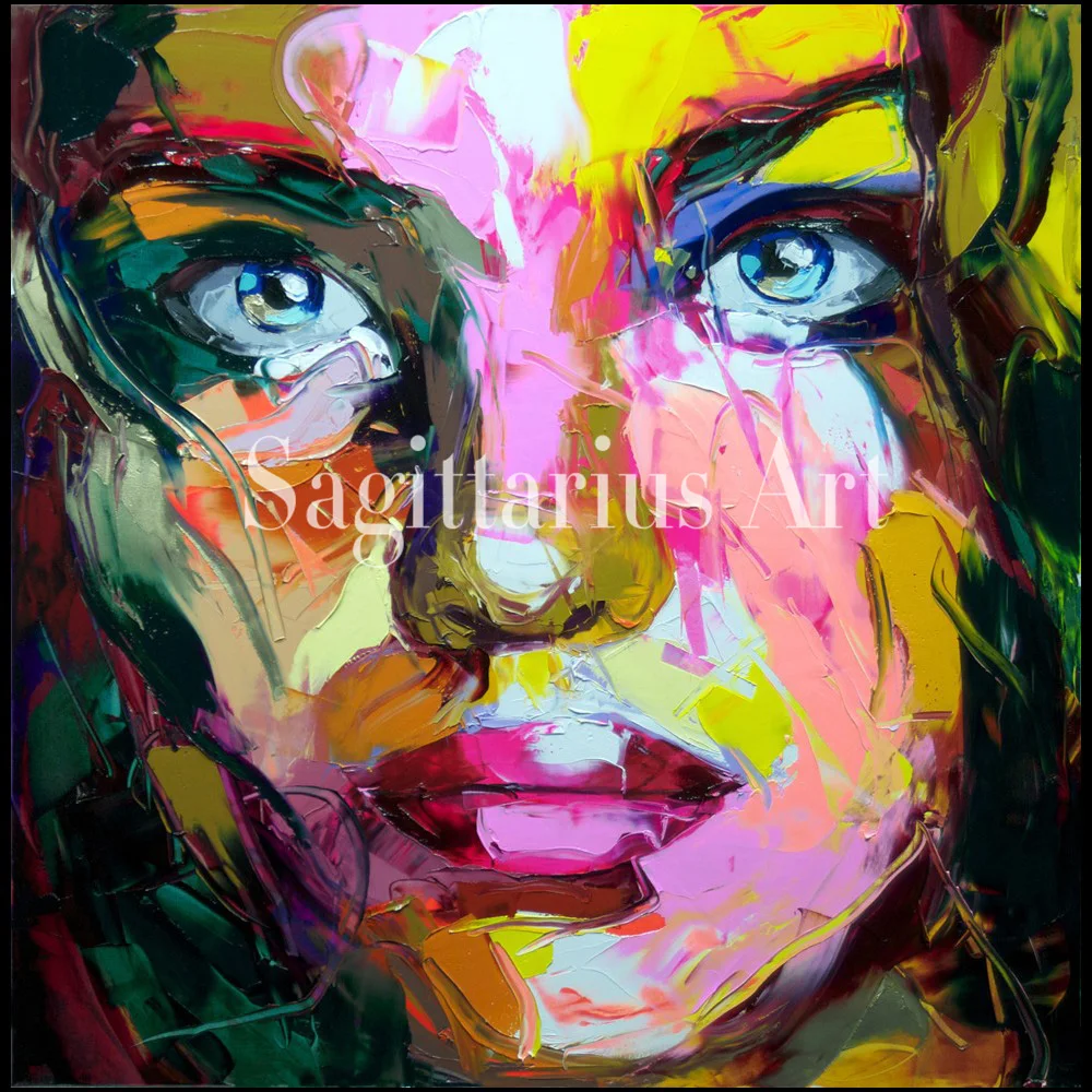 

Hand Painted Cool Face Art Francoise Nielly Designer Palette knife Untitled 140 Oil painting canvens Bedroom hallway Wall Decor