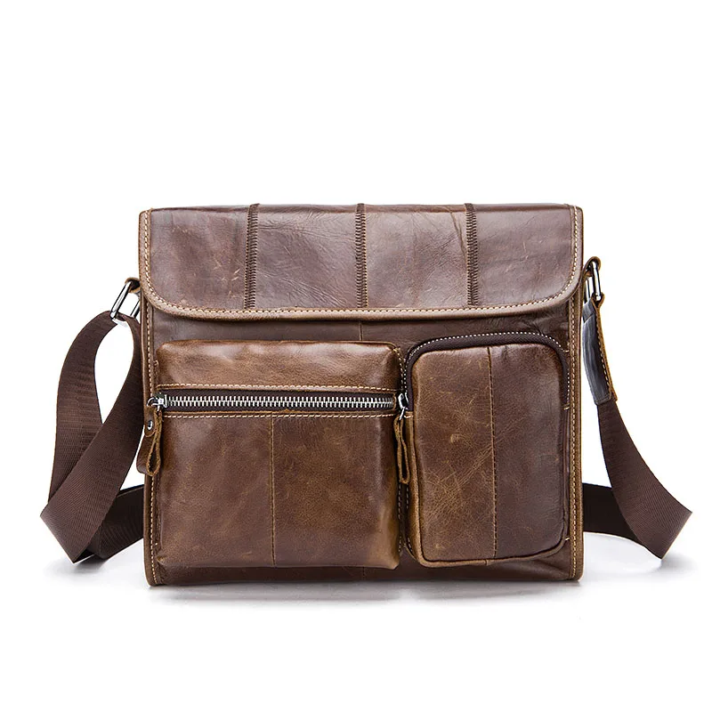 

Vintage Brand Genuine Leather Men Messenger bag Men's bags Computer Shoulder Multifunction Brown Crossbody