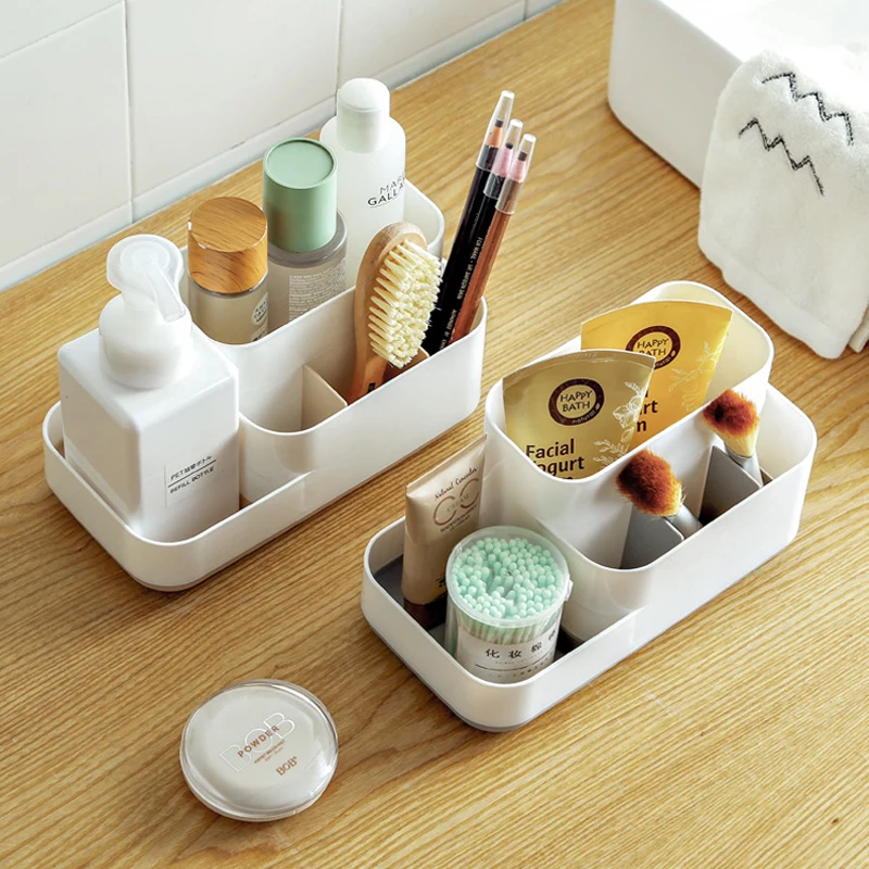 Plastic Makeup Organizer Bathroom Storage Box Cosmetic Organiser Office Desktop Make Up Jewelry Storage Box Sundries Container