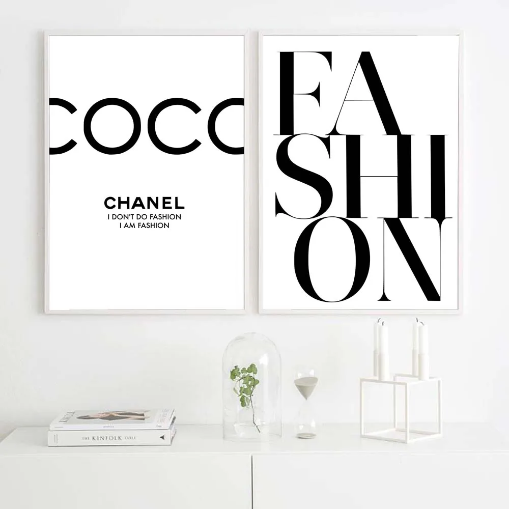 

Quadro Fashion Poster Nordic Wall Art Canvas Painting Black and White COCO Posters and Prints Modern Home Decor For Living Room