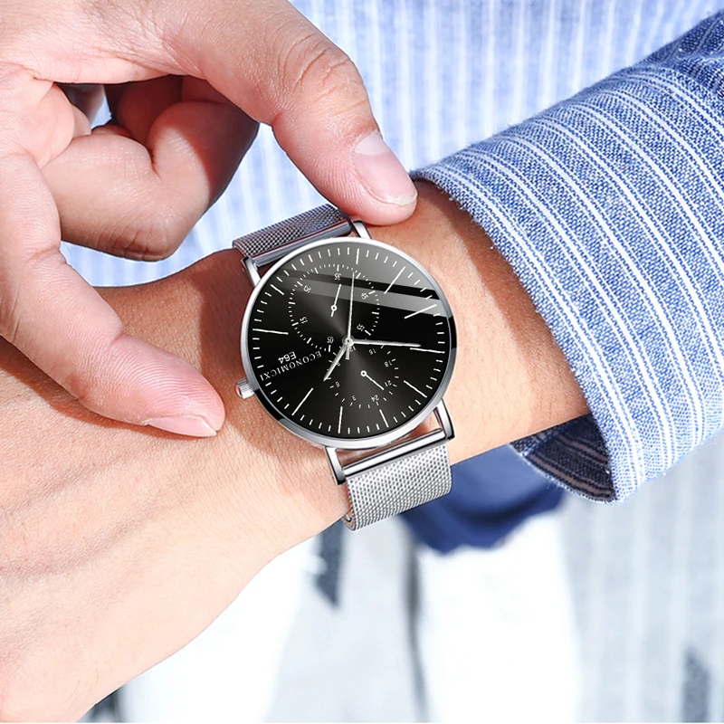 Ретро мужские часы кварцевые роскошные дизайнерские деловые мужские часы с сетчатым РЕМЕШКОМ НАРУЧНЫЕ ЧАСЫ современный подарок Relogio Masculino