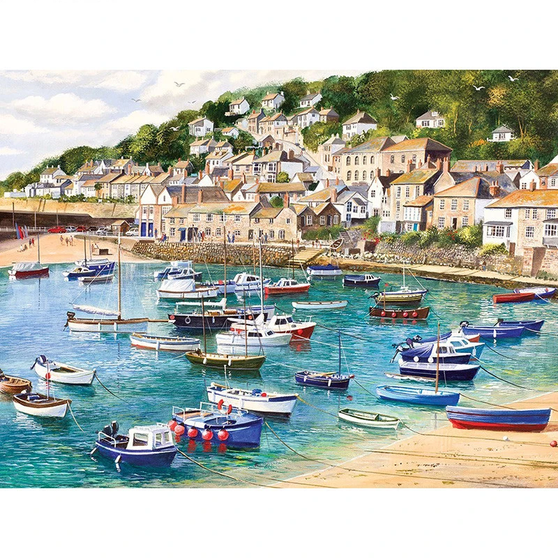 

Full square/Round Diamond Painting Cross Stitch boats in the harbour mosaic kits Diamond Embroidery home Decor gift