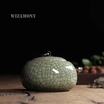 

1pcs WIZAMONY Hot Sale Tea Caddy Stove Canister for puer tea all kinds of tea stainer longquan celadon chinese porcelain