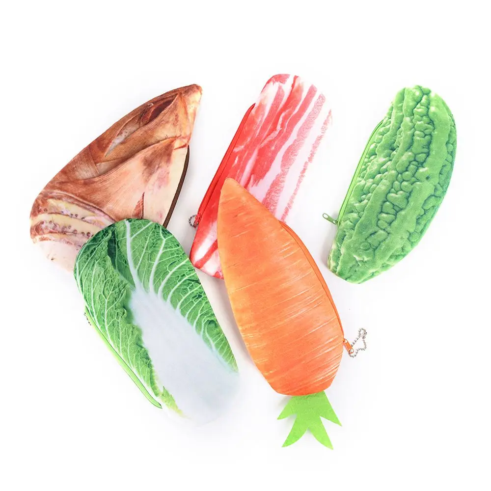 Оригинальный чехол для карандаша новинка овощи фрукты мясо рыба пенал милые