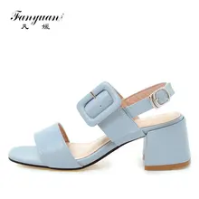 Fanyuan Women Shoes High Heel Sandals Elegant Solid Woman Sandals Summer Heels Chunky Buckle Ladies Summer Shoes sandale femme цена Fanyuan Women Shoes High Heel Sandals Elegant Solid Woman Sandals Summer Heels Chunky Buckle Ladies Summer Shoes sandale femme цены онлайн