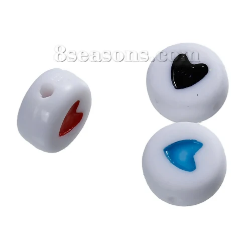 DoreenBeads 200 шт./лот 7 мм акриловая жвачка круглые белые сердечки резные в случайном
