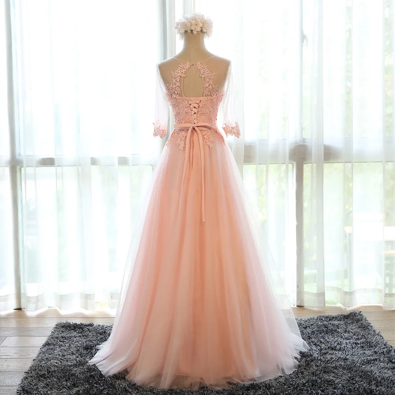 Robe de soiree прозрачное кружевное длинное вечернее платье трапециевидной формы с глубоким вырезом и коротким рукавом, платье для выпускного вечера