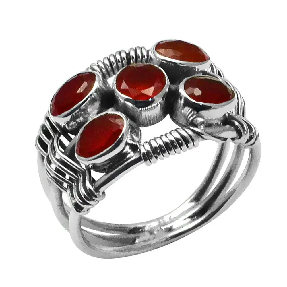 

Genuine Garnet Ring 925 Sterling Silver,USA Size 8.25, 2SR0134