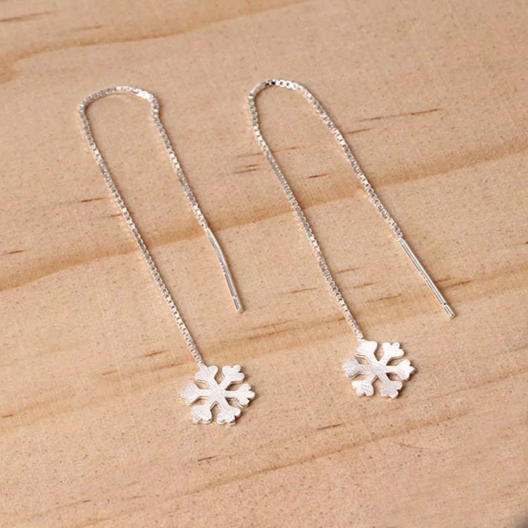 snowflake ear line 100% 925 Sterling silver Jewelry fashion Hypoallergenic dangle earrings for women gift