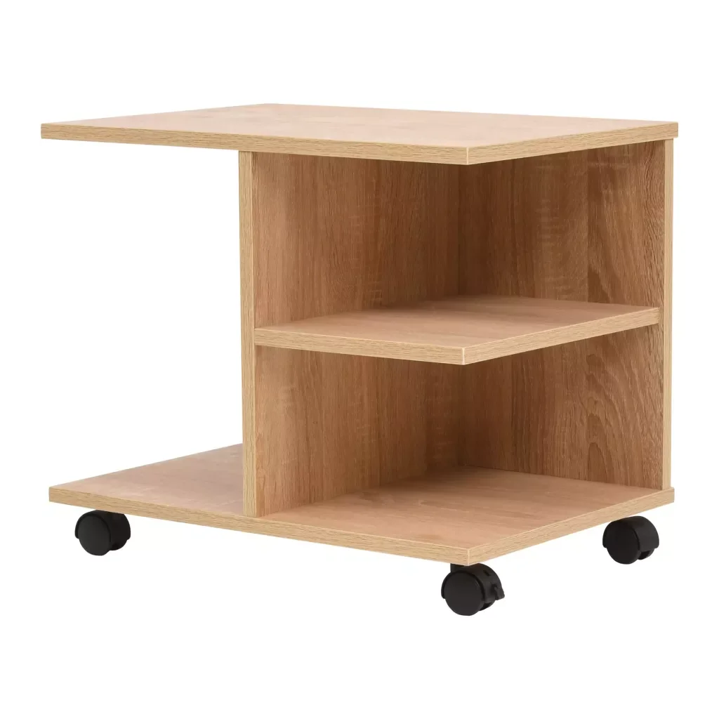 المتداول الرف 50x35x42 cm الأبيض البلوط الحديثة السرير الجدول أريكة الجانب طاولة ركن مع عجلات الأزياء مريحة طاولة صغيرة