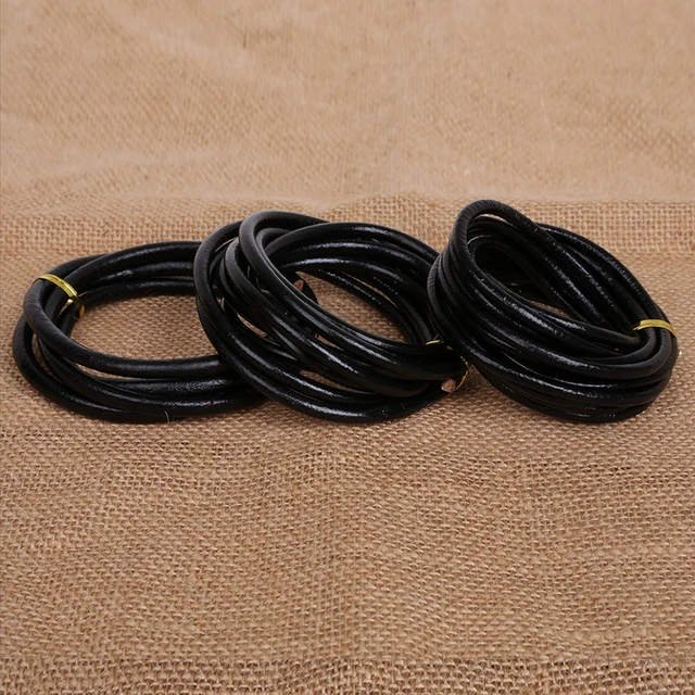 5m 3/4/5/6mm Black Round Braided Genuine Bolo PU Leather Beading Cord Rope  Necklace