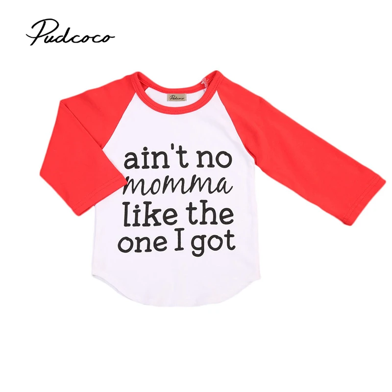 

Cute baby Boys Girl Long Sleeve Letter t-shirt Cotton Red And Blue T-Shirts Casual Kids Clothing Top Tees Soft Boys T Shirt