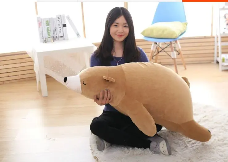 brown prone polar bear plush toy large 110cm  soft hugging pillow birthday gift w0998