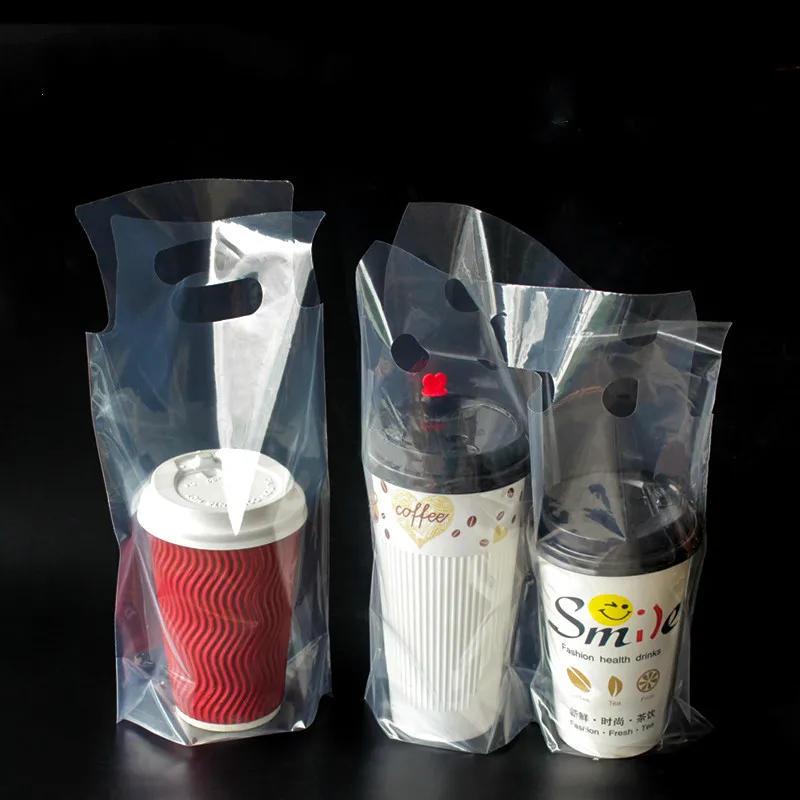 

100pcs Transparent milk tea packaging bags beverage cup pocket thick coffee juice plastic pouch portable