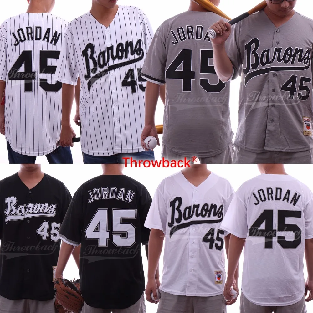 

Throwback Men's Birmingham Barons Jersey Michael Jordan Rookie 45 Baseball Jersey Stitched Color White Size S-XXXL