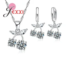 Горячая Мода повышенного спроса наряды простые плоды черемухи цепи Цепочки и ожерелья+ серьги со шпильками с белым кубическим цирконием кулон ювелирные наборы