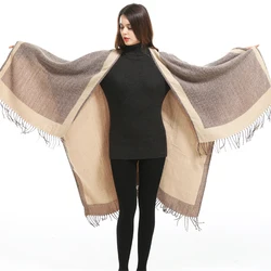 Nueva Mujer Bufanda Del Mantón de las Señoras Sueltas Sólido Mantones de Punto Manta Dúplex Cardigans Borla de Moda Overwear Capa Poncho Y Capas Nueva Mujer Bufanda Del Mantón de las Señoras Sueltas Sólido Mantones de Punto Manta Dúplex Cardigans Borla de Moda Overwear Capa Poncho Y Capas