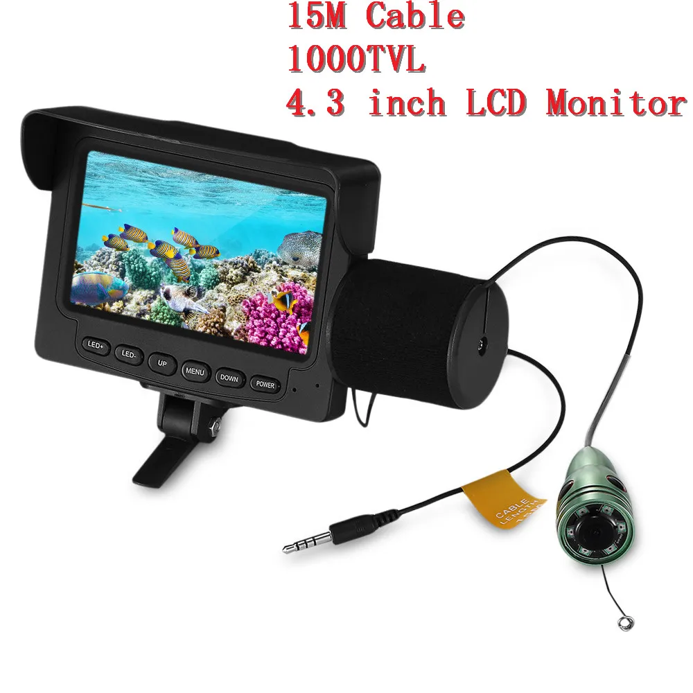 

Outlife Fish Finder Underwater LED Night Vision Fishing Camera 15M Cable 1000TVL 4.3 Inch LCD Monitor Fishing Video Camera Kit