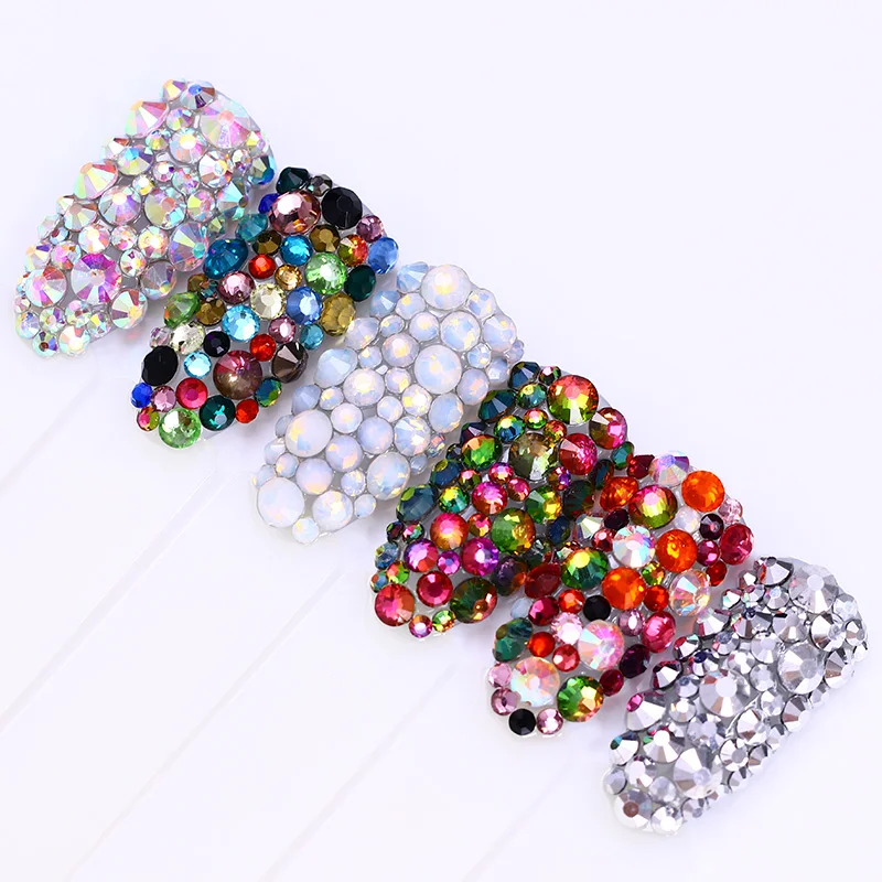 

300Pcs Chameleon Opal 3D Nail Decoration Flat Bottom Rhinestones Shiny Multi-size Colorful Nail Accessories UV Gel Polish