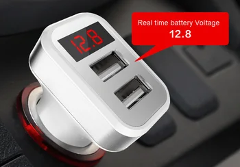 

Car Charger Digital LED Display 2.1A Dual USB Port for iPhone iPad Samsung Xiaomi LG Huawei Phone Charging Adapter Drop shipping