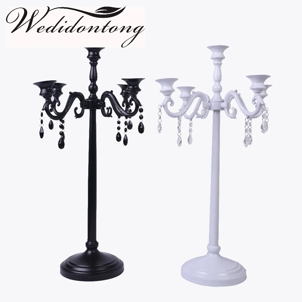 5 Arms Candles Black White Candelabra Metal Iron Wedding Party Home