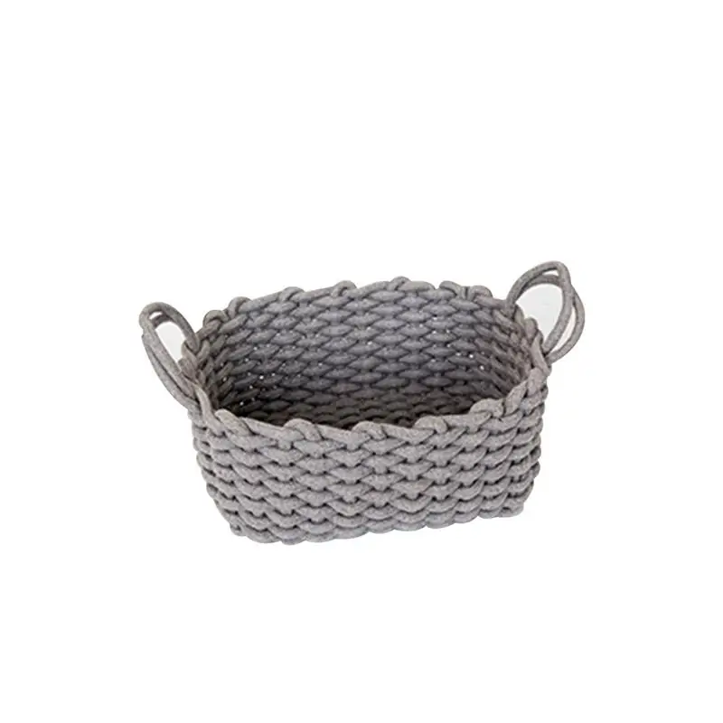 Handmade Cotton Rope Storage Basket Nordic Style Desktop Sundries Finishing Box Natural Fabric Laundry Toys Small Organizer Box - Цвет: Gray L