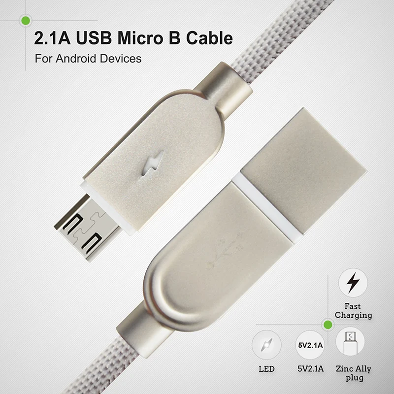 Кабель Micro USB Cabletime для Samsung Android светодиодный кабель из цинкового сплава изоляция