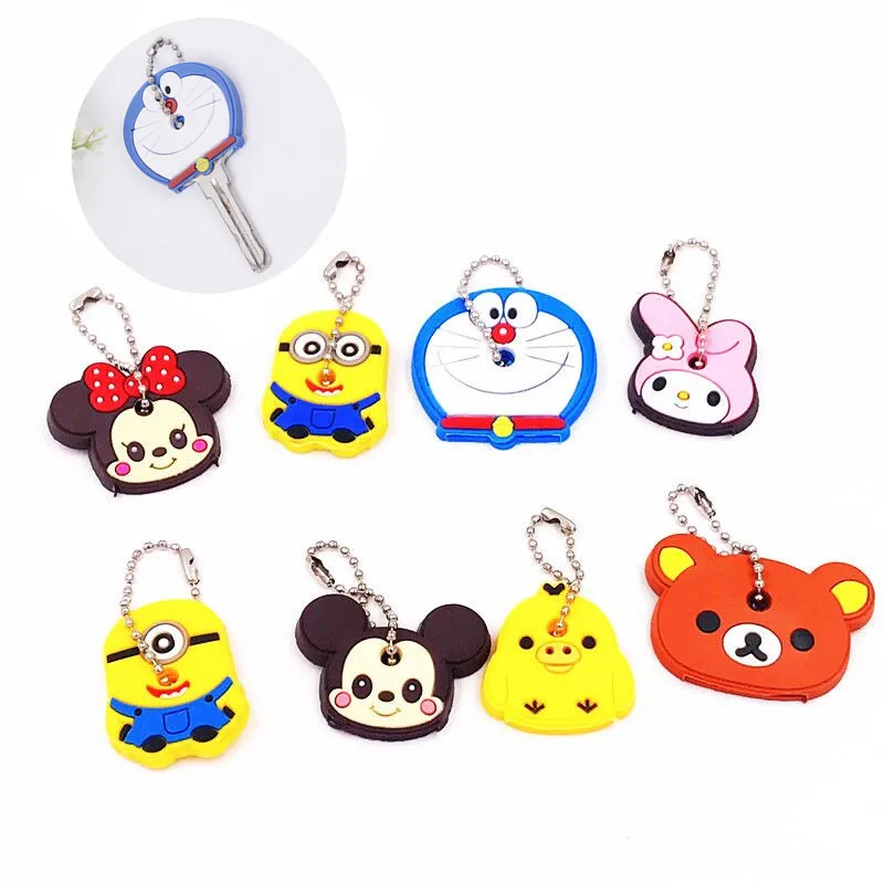 New-Cute-Key-Cover-Mickey-Minnie-Duck-Rabbit-Stool-Amusing-Cartoon-Keychain-Jewelry-Silicone-Key-chain