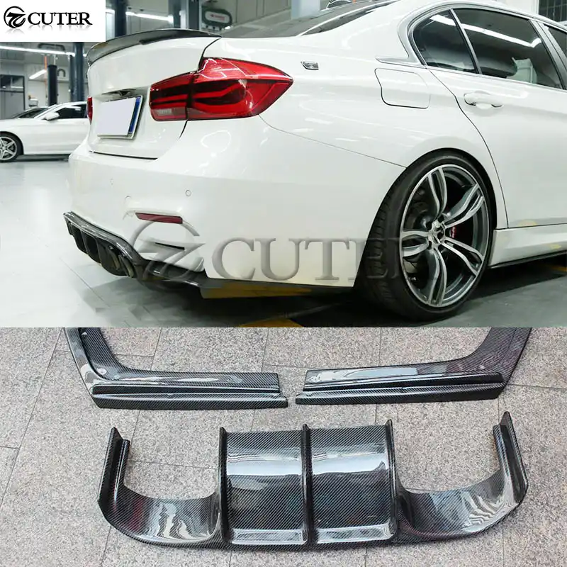 F30 3 series V style Carbon Fiber rear bumper diffuser rear lip for BMW