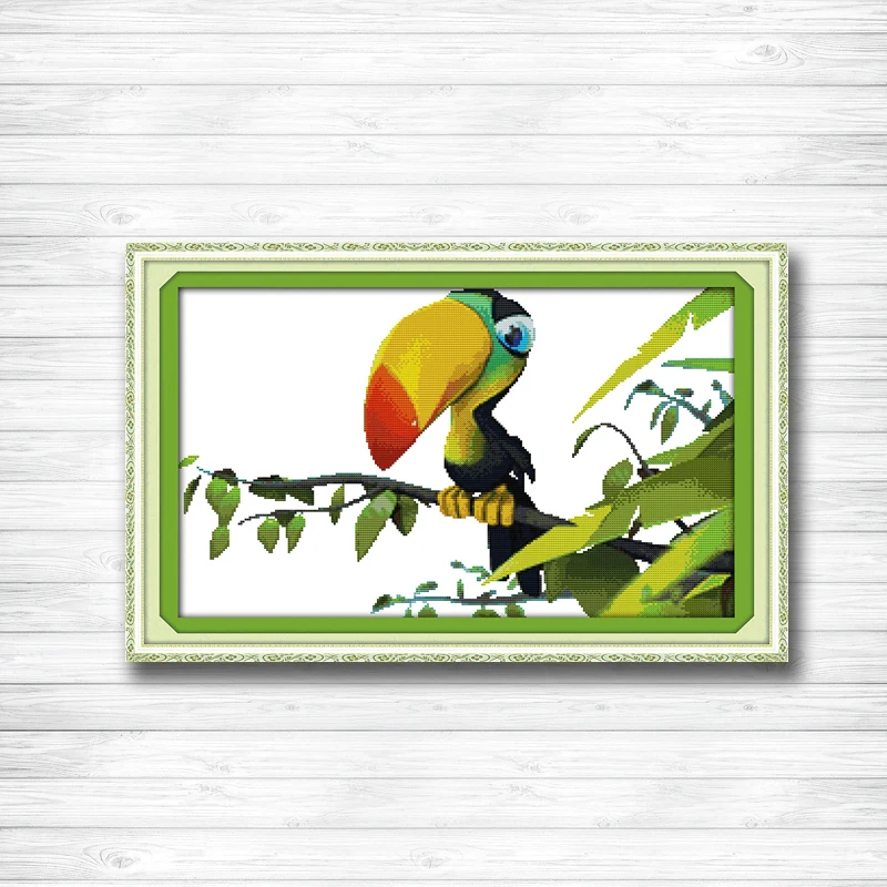 

The long beaked bird animals painting counted print on canvas DMC 14CT 11CT chinese Cross Stitch Needlework Sets Embroidery kits