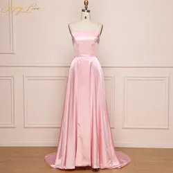 Сексуальная Грязный розовое вечернее платье 2019 бретельках мягкий Атласное Платье длинное торжественное вечернее платье на выпускной