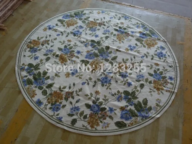 

Double Knots Hand-woven round Carpet Gorgeous Needle-point Carpet Hand-stitched Carpet Woven For Carpets Living Room Art Carpet