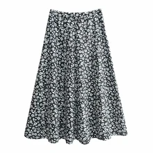 Женские летние модные цветочные юбки с высокой талией уличная юбка с принтом женская шифоновая элегантная юбка до середины икры Faldas Saias