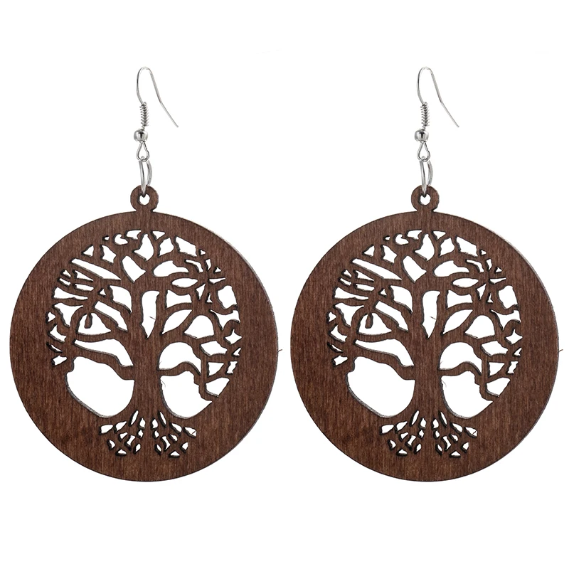 

Fashion Hot 1 pair of personality tree of Life Jewelry New design Large tree handmade Natural African red earrings jewelry