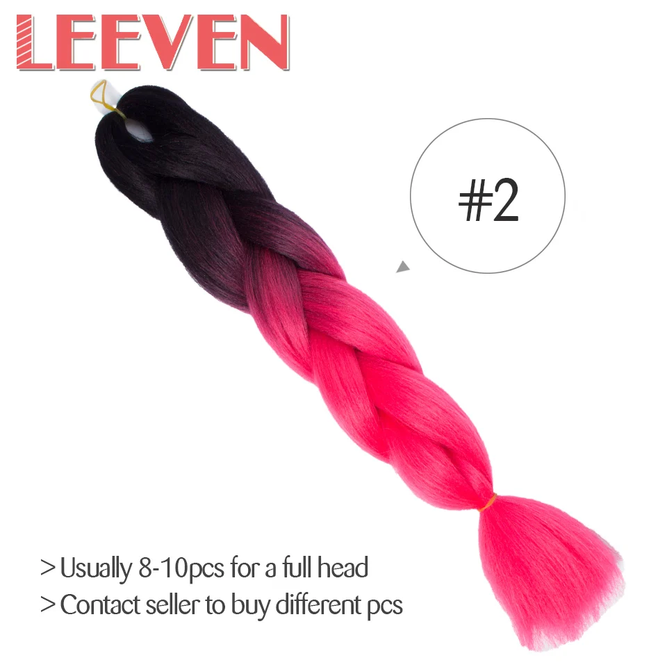 Leeven, огромные косички, Омбре, синтетические косички для наращивания волос, вязанные крючком, выразительные, черные, розовые, фиолетовые волокна, 24 дюйма, 1 шт./лот - Цвет: P4/24