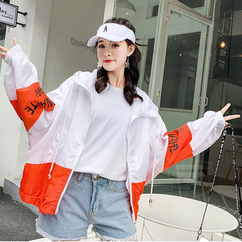 amazing  New Summer Hoodie Jacket Women Patchwork Loose Sunscreen Thin Coat Sun Protection Anti-uv Breathabl