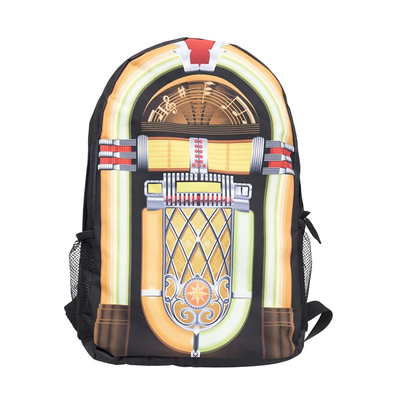 

Backpack Men Fashion Single-sided Printed Jukebox Backpack School Bags for Teenage Girls Large Capacity Unisex Travel Bagpack