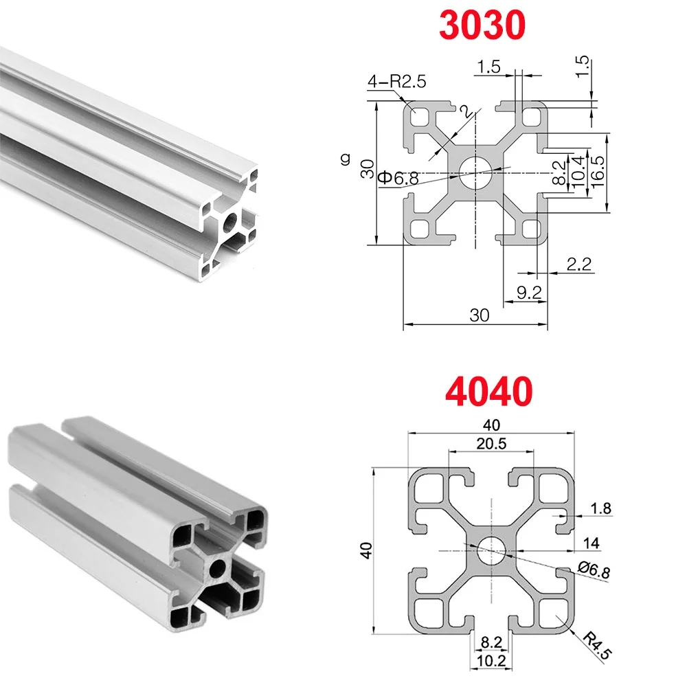 2000 mm Aluminium Extrusion Profile 4040 T-Slot 8 mm
