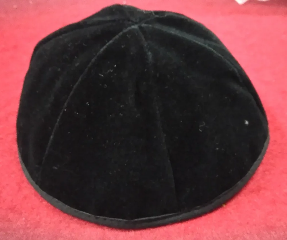 

JEWISH KIPPAH PLUSH VELVET YARMULKE KIPPOT BLACK COLOR