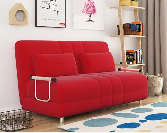Модный Современный Большой раскладной диван-кровать 1,5 метров 1,2 простой двойной тканевый шезлонг с татами - Цвет: 120cm Red